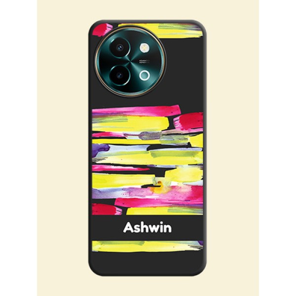 Brush Coloured On Space Black Custom Soft Matte Mobile Back Cover - Vivo Y58 5G Brush Coloured On Space Black Custom Soft Matte Mobile Back Cover - Vivo Y58 5G