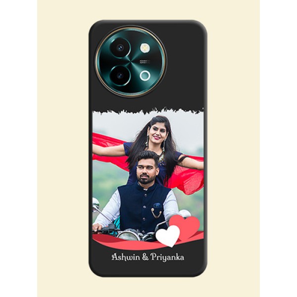 Pin Color Love Shaped Ribbon Design with Text On Space Black Custom Soft Matte Mobile Back Cover - Vivo Y58 5G Pin Color Love Shaped Ribbon Design with Text On Space Black Custom Soft Matte Mobile Back Cover - Vivo Y58 5G