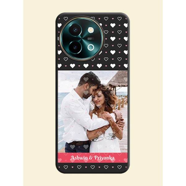 White Color Love Symbols with Text Design on Photo On Space Black Custom Soft Matte Mobile Back Cover - Vivo Y58 5G White Color Love Symbols with Text Design on Photo On Space Black Custom Soft Matte Mobile Back Cover - Vivo Y58 5G