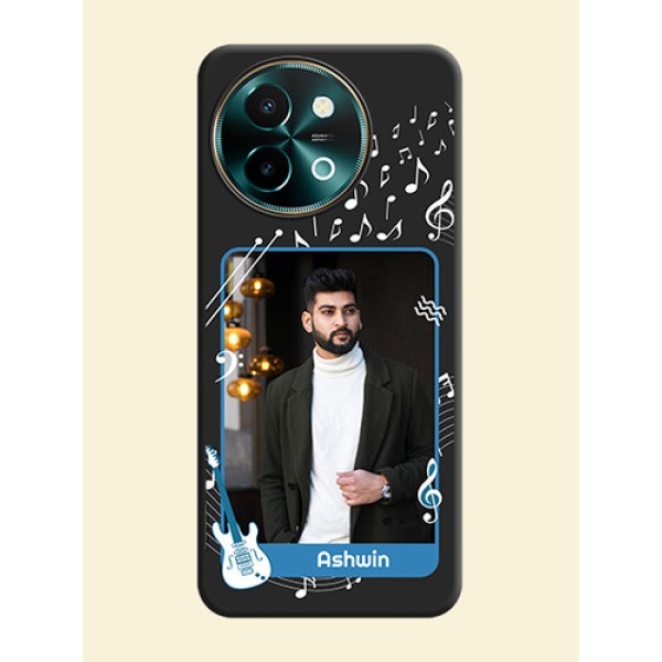 Musical Theme Design with Text on Photo On Space Black Custom Soft Matte Mobile Back Cover - Vivo Y58 5G