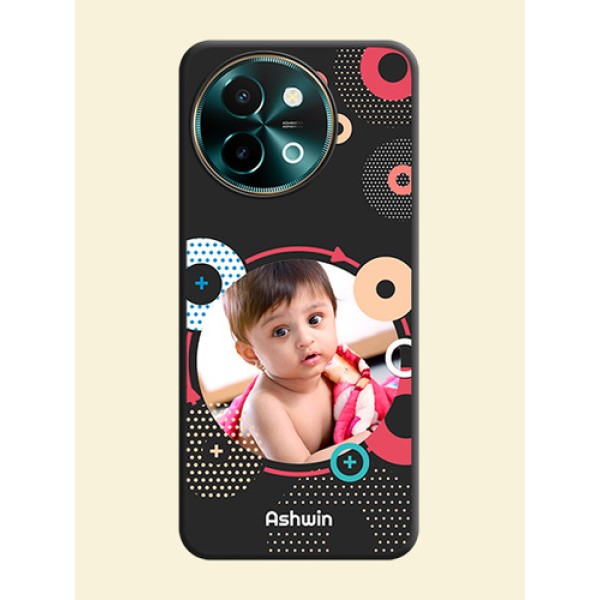 Multicoloured Round Image On Space Black Custom Soft Matte Mobile Back Cover - Vivo Y58 5G