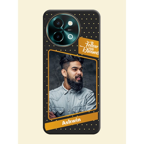 Follow Your Dreams with White Dots On Space Black Custom Soft Matte Mobile Back Cover - Vivo Y58 5G Follow Your Dreams with White Dots On Space Black Custom Soft Matte Mobile Back Cover - Vivo Y58 5G