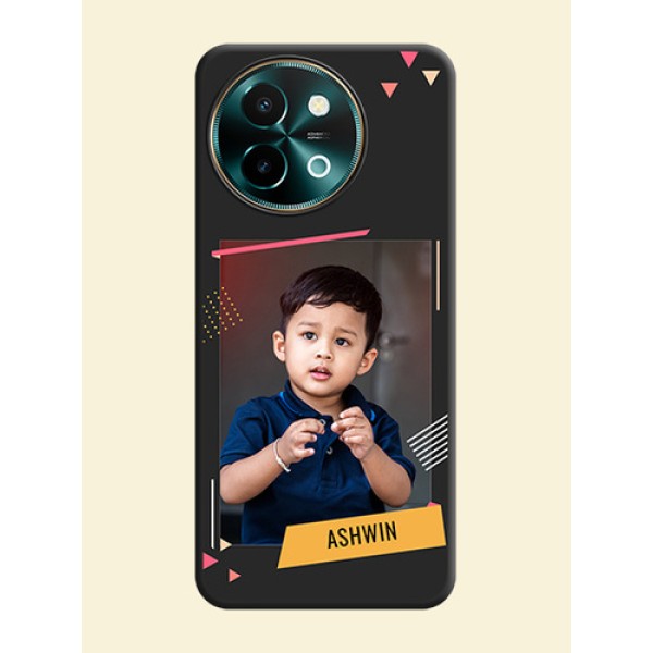 Photo Frame with Triangle Small Dots on Photo On Space Black Custom Soft Matte Mobile Back Cover - Vivo Y58 5G Photo Frame with Triangle Small Dots on Photo On Space Black Custom Soft Matte Mobile Back Cover - Vivo Y58 5G