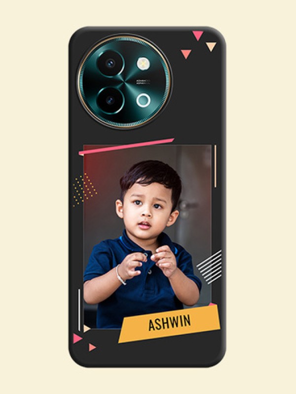Photo Frame with Triangle Small Dots on Photo On Space Black Custom Soft Matte Mobile Back Cover - Vivo Y58 5G