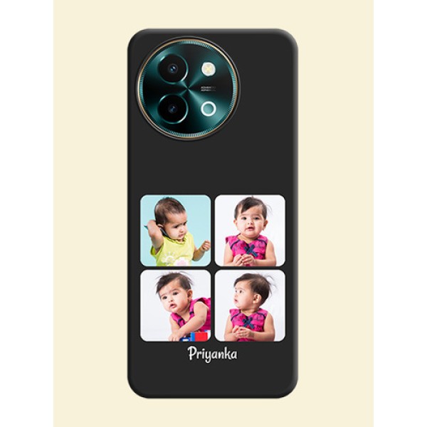Floral Art with 6 Image Holder on Photo On Space Black Custom Soft Matte Mobile Back Cover - Vivo Y58 5G Floral Art with 6 Image Holder on Photo On Space Black Custom Soft Matte Mobile Back Cover - Vivo Y58 5G