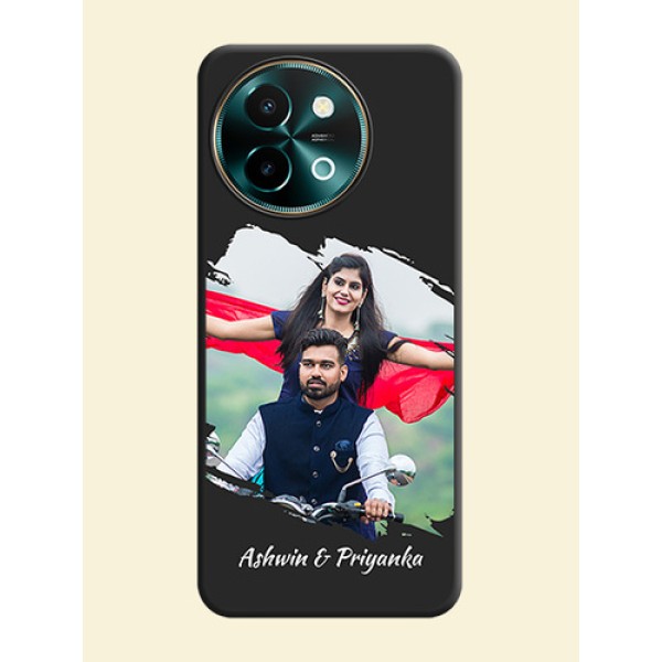 Grunge Brush Strokes on Photo On Space Black Custom Soft Matte Mobile Back Cover - Vivo Y58 5G Grunge Brush Strokes on Photo On Space Black Custom Soft Matte Mobile Back Cover - Vivo Y58 5G