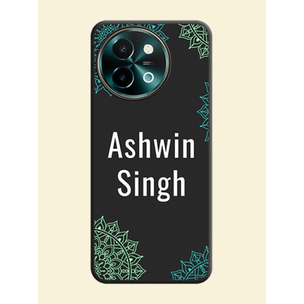 Your Name with Floral Design On Space Black Custom Soft Matte Mobile Back Cover - Vivo Y58 5G Your Name with Floral Design On Space Black Custom Soft Matte Mobile Back Cover - Vivo Y58 5G