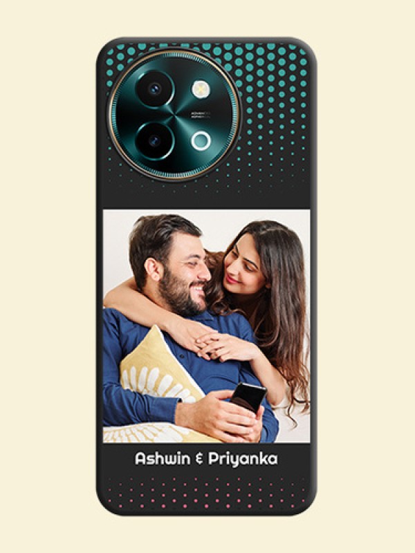 Faded Dots with Grunge Photo Frame and Text On Space Black Custom Soft Matte Mobile Back Cover - Vivo Y58 5G