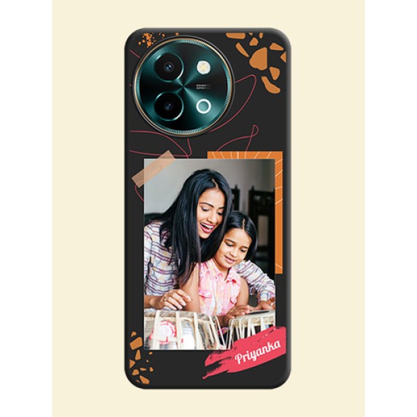 Orange Photo Frame On Space Black Custom Soft Matte Mobile Back Cover - Vivo Y58 5G Orange Photo Frame On Space Black Custom Soft Matte Mobile Back Cover - Vivo Y58 5G