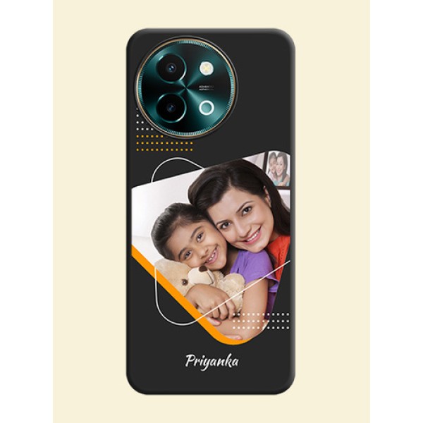 Yellow Triangle on Photo On Space Black Custom Soft Matte Mobile Back Cover - Vivo Y58 5G Yellow Triangle on Photo On Space Black Custom Soft Matte Mobile Back Cover - Vivo Y58 5G