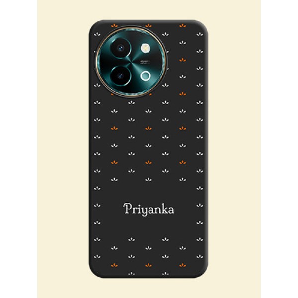 Simple Pattern With Custom Text On Space Black Custom Soft Matte Mobile Back Cover - Vivo Y58 5G Simple Pattern With Custom Text On Space Black Custom Soft Matte Mobile Back Cover - Vivo Y58 5G