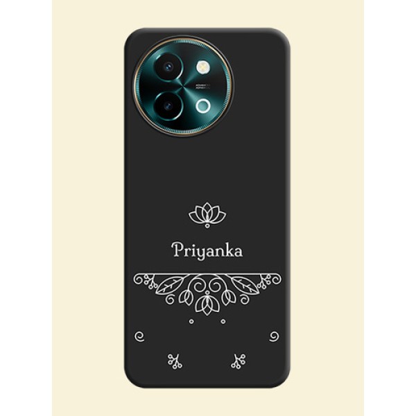 Lotus Garden Custom Text On Space Black Custom Soft Matte Mobile Back Cover - Vivo Y58 5G Lotus Garden Custom Text On Space Black Custom Soft Matte Mobile Back Cover - Vivo Y58 5G