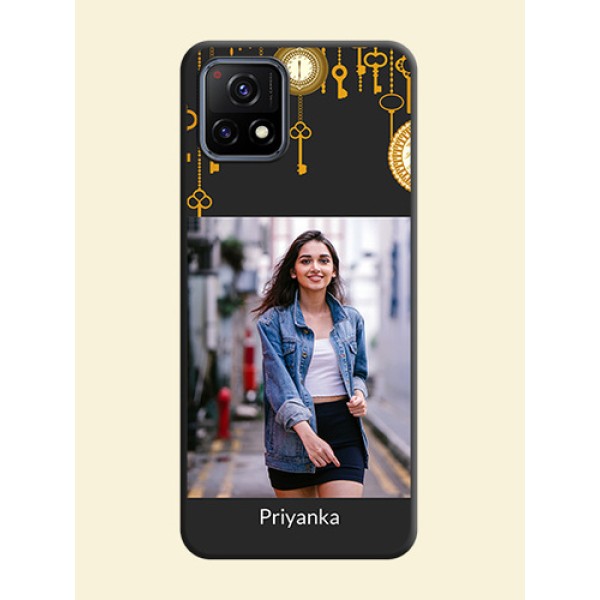 Decorative Design with Text on Space Black Custom Soft Matte Back Cover - Vivo Y72 5G