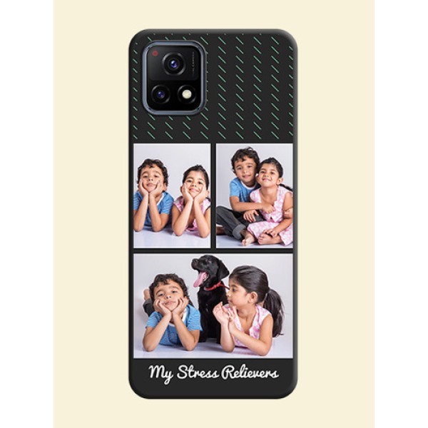Cross Dotted Pattern with 2 Image Holder on Personalised Space Black Soft Matte Cases - Vivo Y72 5G Cross Dotted Pattern with 2 Image Holder on Personalised Space Black Soft Matte Cases - Vivo Y72 5G