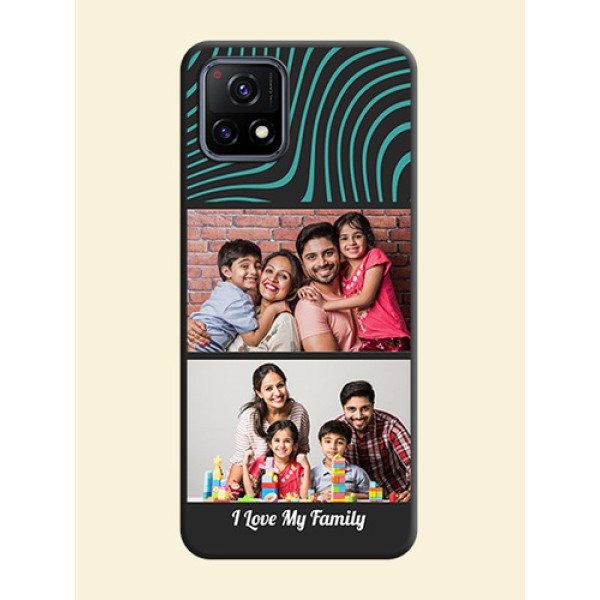 Wave Pattern with 2 Image Holder on Space Black Personalized Soft Matte Phone Covers - Vivo Y72 5G Wave Pattern with 2 Image Holder on Space Black Personalized Soft Matte Phone Covers - Vivo Y72 5G