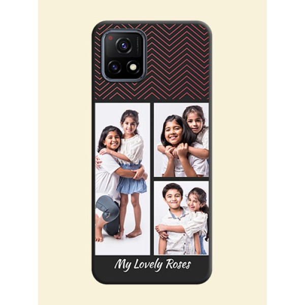 Wave Pattern with 3 Image Holder on Space Black Custom Soft Matte Back Cover - Vivo Y72 5G Wave Pattern with 3 Image Holder on Space Black Custom Soft Matte Back Cover - Vivo Y72 5G