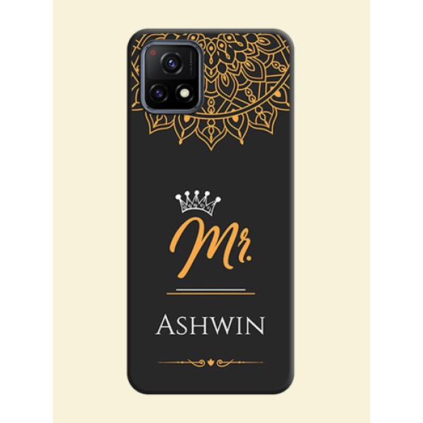 Mr Name with Floral Design  on Personalised Space Black Soft Matte Cases - Vivo Y72 5G