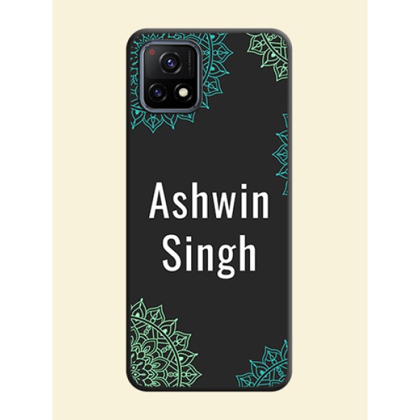 Your Name with Floral Design on Space Black Custom Soft Matte Back Cover - Vivo Y72 5G Your Name with Floral Design on Space Black Custom Soft Matte Back Cover - Vivo Y72 5G