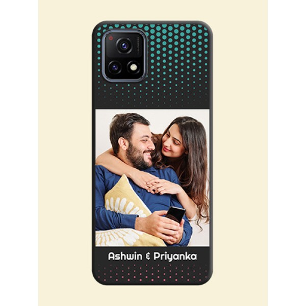 Faded Dots with Grunge Photo Frame and Text on Space Black Custom Soft Matte Phone Cases - Vivo Y72 5G