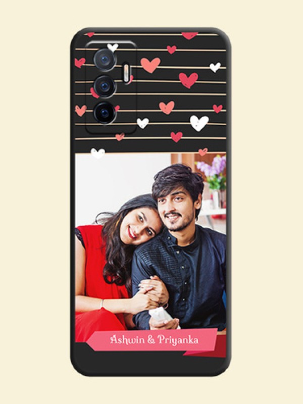 Love Pattern with Name on Pink Ribbon  on Photo on Space Black Soft Matte Back Cover - Vivo Y75 4G