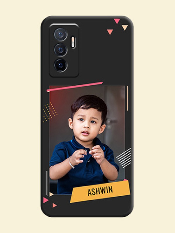Photo Frame with Triangle Small Dots on Photo on Space Black Soft Matte Back Cover - Vivo Y75 4G