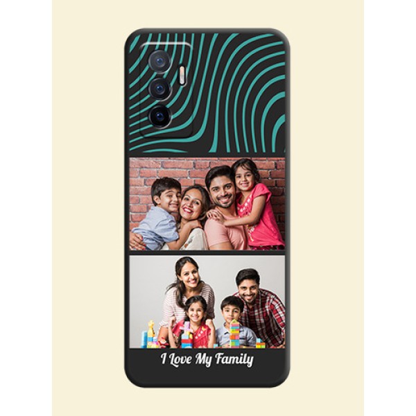 Wave Pattern with 2 Image Holder on Space Black Personalized Soft Matte Phone Covers - Vivo Y75 4G Wave Pattern with 2 Image Holder on Space Black Personalized Soft Matte Phone Covers - Vivo Y75 4G