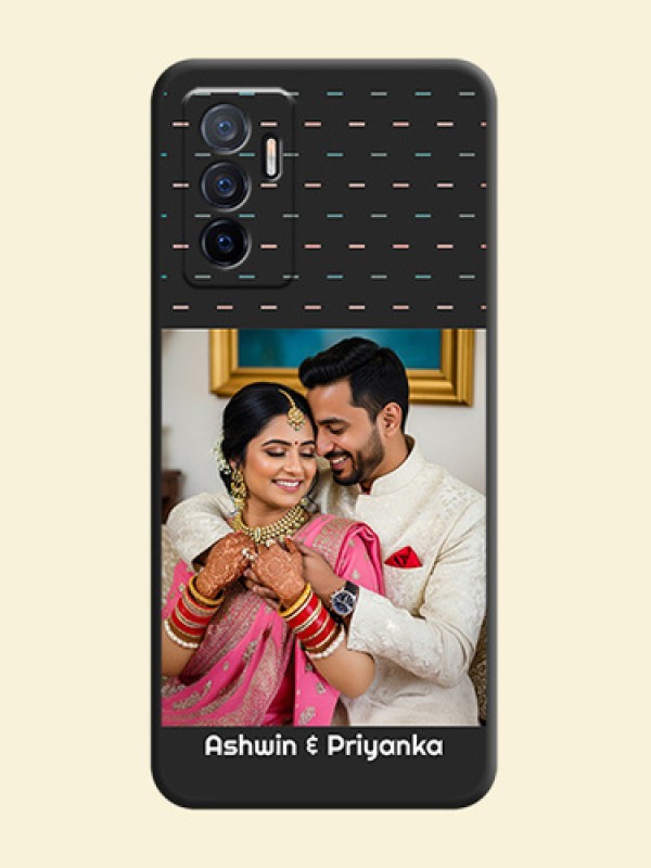 Line Pattern Design with Text on Space Black Custom Soft Matte Phone Back Cover - Vivo Y75 4G