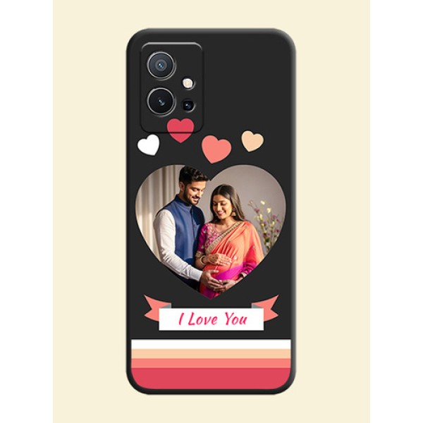 Love Shaped Photo with Colorful Stripes on Personalised Space Black Soft Matte Cases - Vivo Y75 5G Love Shaped Photo with Colorful Stripes on Personalised Space Black Soft Matte Cases - Vivo Y75 5G