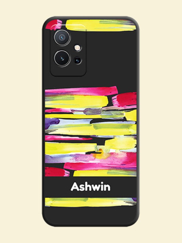 Brush Coloured on Space Black Personalized Soft Matte Phone Covers - Vivo Y75 5G