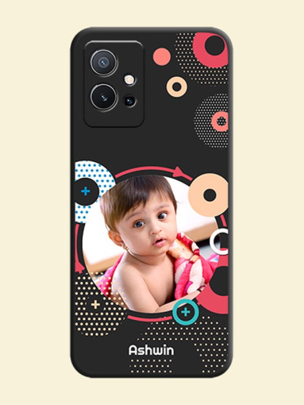 Multicoloured Round Image on Personalised Space Black Soft Matte Cases - Vivo Y75 5G