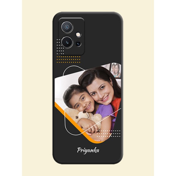 Yellow Triangle on Photo on Space Black Soft Matte Phone Cover - Vivo Y75 5G Yellow Triangle on Photo on Space Black Soft Matte Phone Cover - Vivo Y75 5G