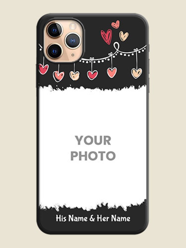 Custom Pink Love Hangings with Name on Space Black Custom Soft Matte Phone Cases - iPhone 11 Pro Max - alternate view