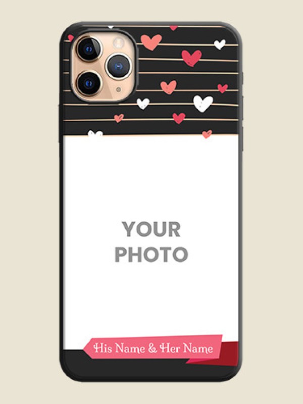 Custom Love Pattern with Name on Pink Ribbon  - Photo on Space Black Soft Matte Back Cover - iPhone 11 Pro Max - alternate view