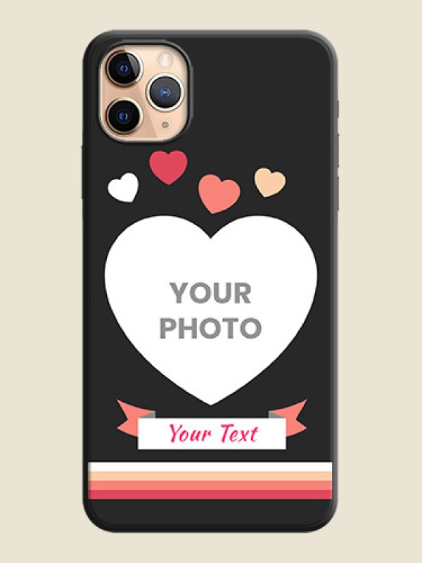 Custom Love Shaped Photo with Colorful Stripes on Personalised Space Black Soft Matte Cases - iPhone 11 Pro Max - alternate view
