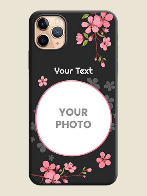 Custom Round Image with Pink Color Floral Design - Photo on Space Black Soft Matte Back Cover - iPhone 11 Pro Max - alternate view