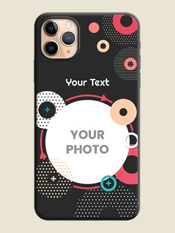 Custom Multicoloured Round Image on Personalised Space Black Soft Matte Cases - iPhone 11 Pro Max - alternate view