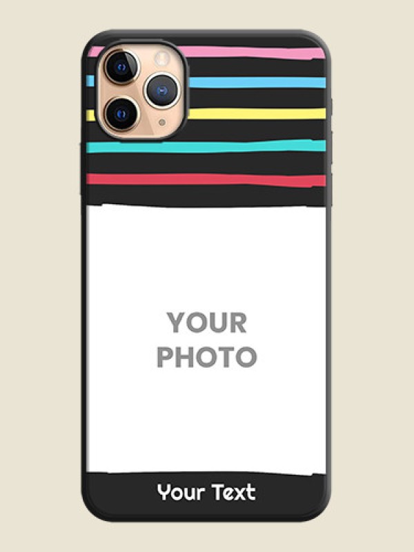 Custom Multicolor Lines with Image on Space Black Personalized Soft Matte Phone Covers - iPhone 11 Pro Max - alternate view