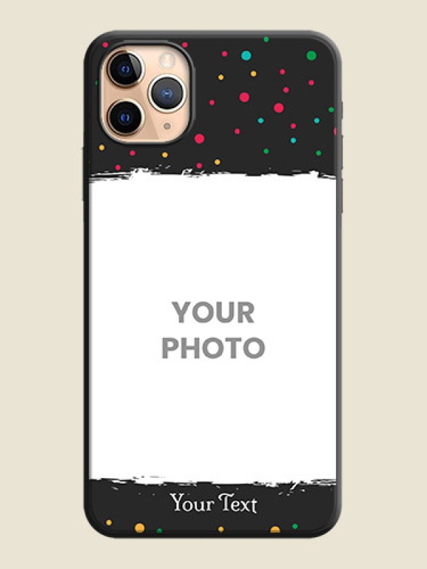 Custom Multicolor Dotted Pattern with Text on Space Black Custom Soft Matte Phone Back Cover - iPhone 11 Pro Max - alternate view