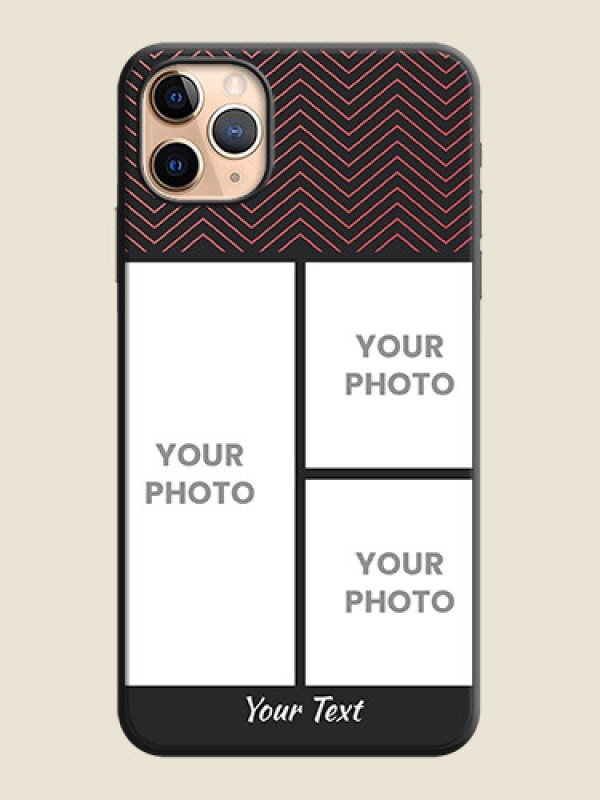 Custom Wave Pattern with 3 Image Holder on Space Black Custom Soft Matte Back Cover - iPhone 11 Pro Max - alternate view