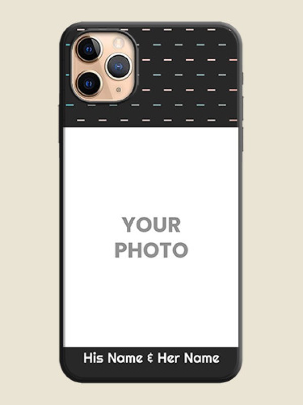 Custom Line Pattern Design with Text on Space Black Custom Soft Matte Phone Back Cover - iPhone 11 Pro Max - alternate view