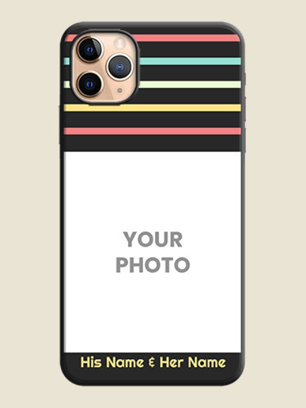 Custom Color Stripes with Photo and Text - Photo on Space Black Soft Matte Mobile Case - iPhone 11 Pro Max - alternate view