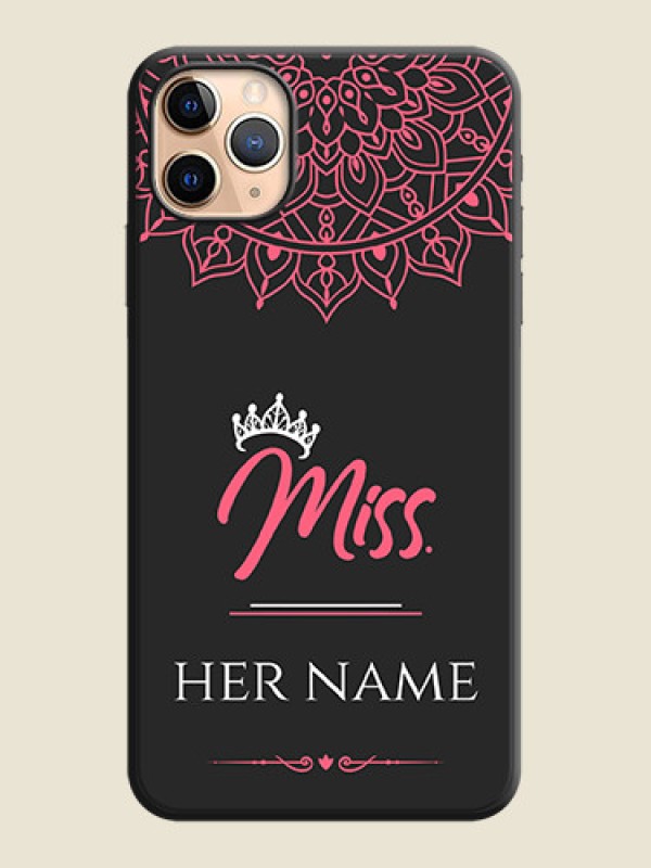 Custom Mrs Name with Floral Design on Space Black Personalized Soft Matte Phone Covers - iPhone 11 Pro Max - alternate view