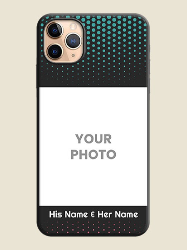 Custom Faded Dots with Grunge Photo Frame and Text on Space Black Custom Soft Matte Phone Cases - iPhone 11 Pro Max - alternate view