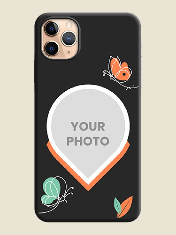 Custom Upload Pic With Simple Butterly Design On Space Black Personalized Soft Matte Phone Covers -Apple Iphone 11 Pro Max - alternate view