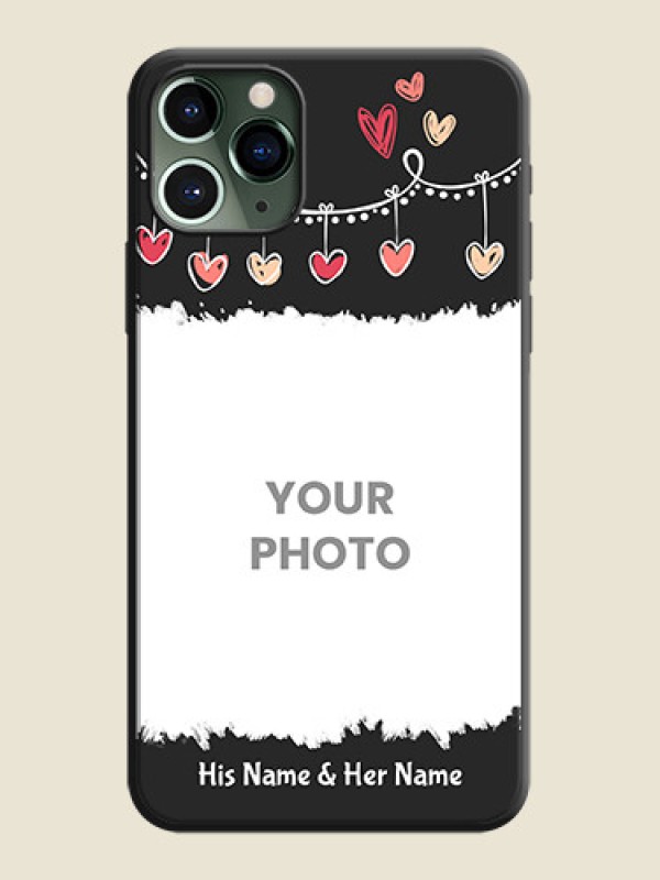 Custom Pink Love Hangings with Name on Space Black Custom Soft Matte Phone Cases - iPhone 11 Pro - alternate view