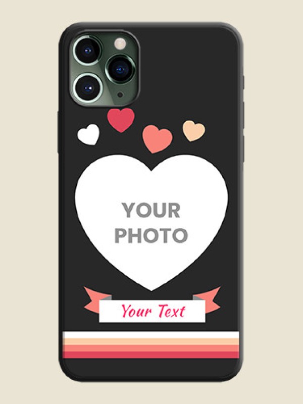 Custom Love Shaped Photo with Colorful Stripes on Personalised Space Black Soft Matte Cases - iPhone 11 Pro - alternate view