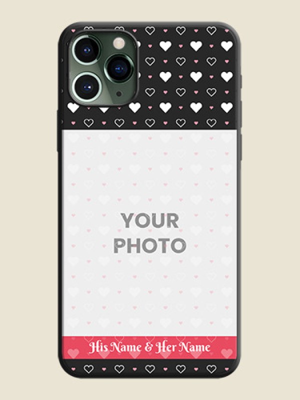Custom White Color Love Symbols with Text Design - Photo on Space Black Soft Matte Phone Cover - iPhone 11 Pro - alternate view