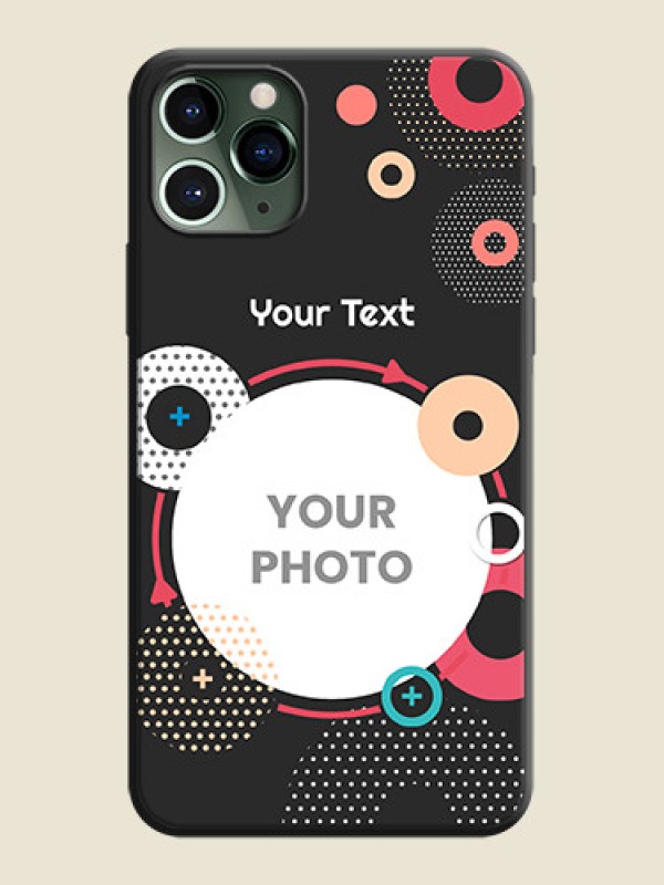 Custom Multicoloured Round Image on Personalised Space Black Soft Matte Cases - iPhone 11 Pro - alternate view