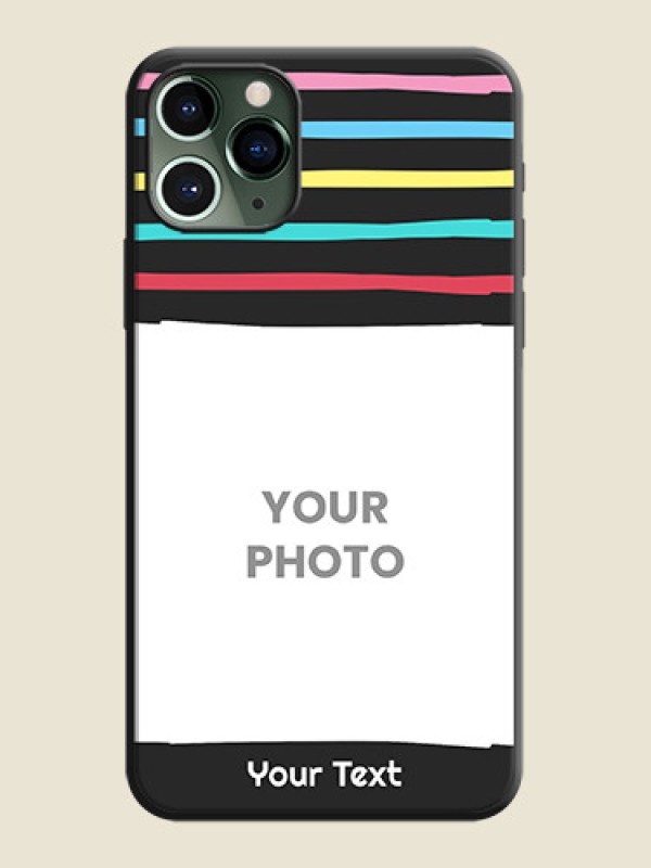 Custom Multicolor Lines with Image on Space Black Personalized Soft Matte Phone Covers - iPhone 11 Pro - alternate view