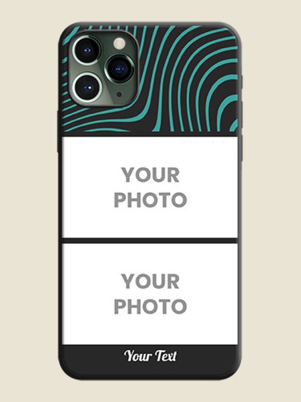 Custom Wave Pattern with 2 Image Holder on Space Black Personalized Soft Matte Phone Covers - iPhone 11 Pro - alternate view